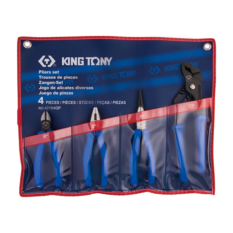 PLIER SET - 4 Pcs [SIDE / COMB. / LONG NOSE / WATER PUMP] KINGTONY 42104GP